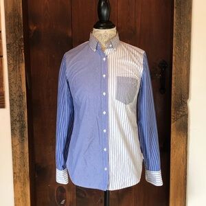 J. Crew Blue and White Contrast Stripe Shirt
